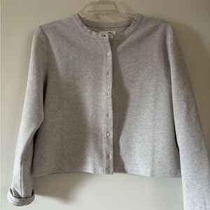 New WOT. Alex Mill Heather Light Gray Button-Front Crew Cardigan
